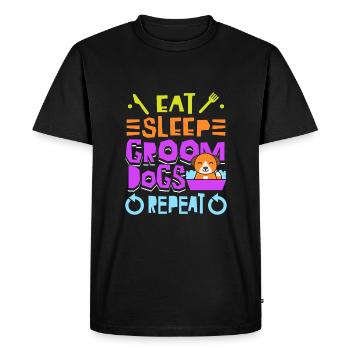 Manger dormir, prendre soin des chiens, - T-shirt Premium bio Homme - noir - Devant - Nico (187cm)