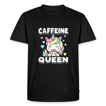Caffeine Queen Cappuccino Drink Mrs. Unicorn - Men's Premium Organic T-Shirt - black - Front - Nico (187cm)