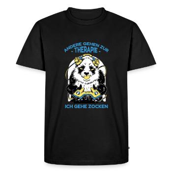 D’autres vont en thérapie Je vais jouer vidéo - T-shirt Premium bio Homme - noir - Devant - Nico (187cm)