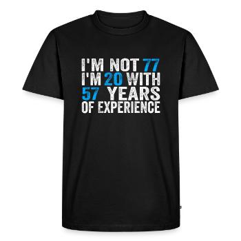 77 ans Anniversaire Drôle Idée d’anniversaire Humour 77 - T-shirt Premium bio Homme - noir - Devant - Nico (187cm)