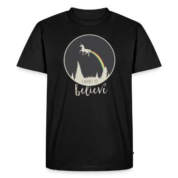 I believe - Men's Premium Organic T-Shirt - black - Front - Nico (187cm)
