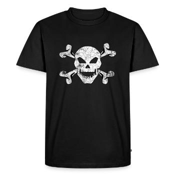Crâne texturé et os croisés - T-shirt Premium bio Homme - noir - Devant - Nico (187cm)