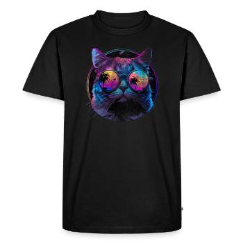 Chat lunettes de soleil chat avec lunettes - T-shirt Premium bio Homme - noir - Devant - Nico (187cm)