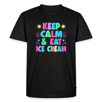 Keep Calm & Eat Ice Cream Gelato Dessert Gift Idea - Men's Premium Organic T-Shirt - black - Front - Nico (187cm)