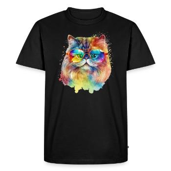 Chat persan coloré cool avec des lunettes de soleil chat - T-shirt Premium bio Homme - noir - Devant - Nico (187cm)