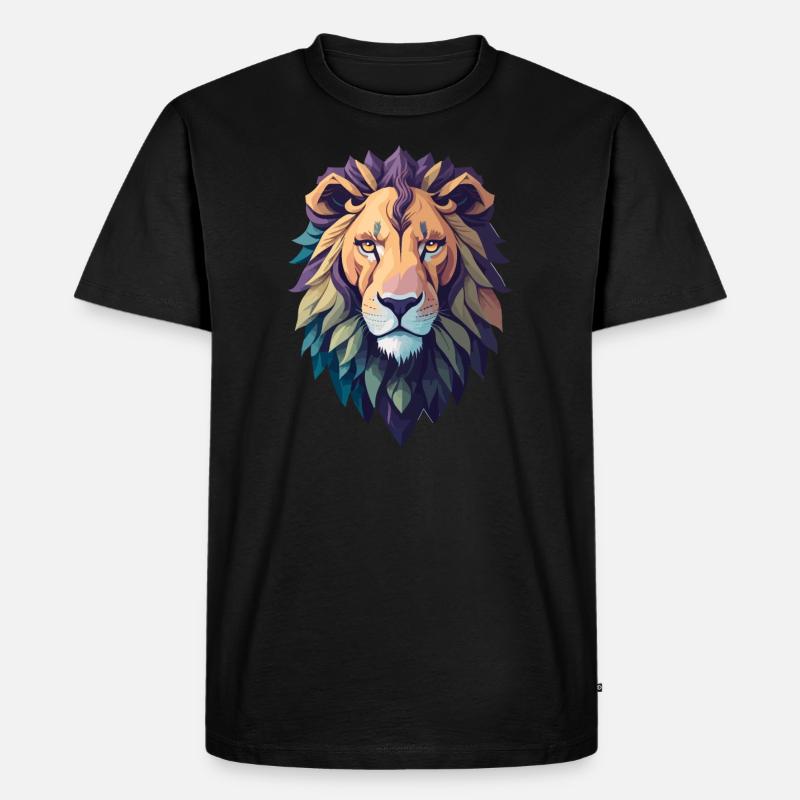 WILDES LÖWENDESIGN BUNT - Männer Premium Bio T-Shirt - Schwarz