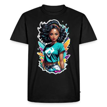Afro Woman - Beauty - Men's Premium Organic T-Shirt - black - Front - Nico (187cm)