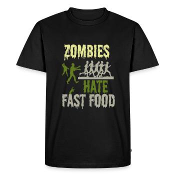 Drôle Foodie Humour Zombies Déteste Fast Food Zombie - T-shirt Premium bio Homme - noir - Devant - Nico (187cm)