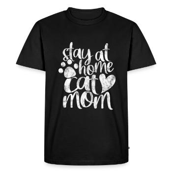 Stay At Home Cat Mom - Drôles de dictons de chat - T-shirt Premium bio Homme - noir - Devant - Nico (187cm)