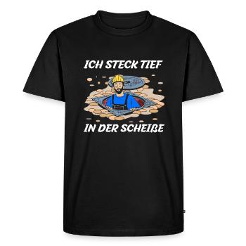 Travailleurs des égouts - Je suis plongé dans la merde - T-shirt Premium bio Homme - noir - Devant - Nico (187cm)