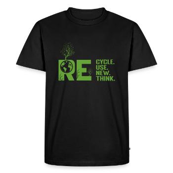 ReCycle ReUse ReNew ReThink - Men's Premium Organic T-Shirt - black - Front - Nico (187cm)