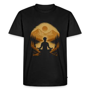 Silent meditation in the mountains sunset - Men's Premium Organic T-Shirt - black - Front - Nico (187cm)