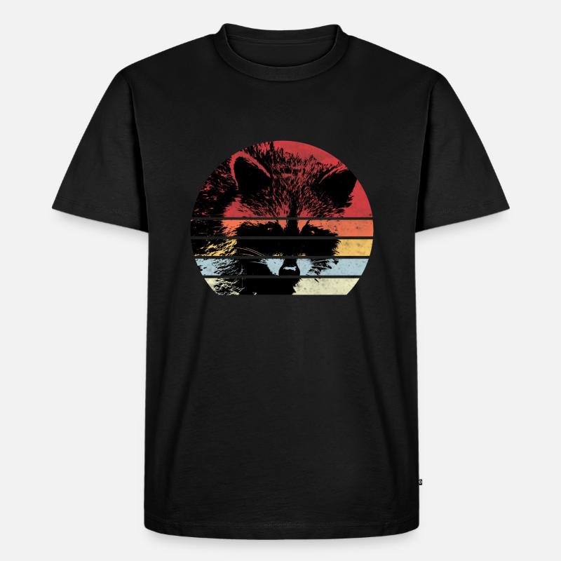 Waschbär Retro - Männer Premium Bio T-Shirt - Schwarz