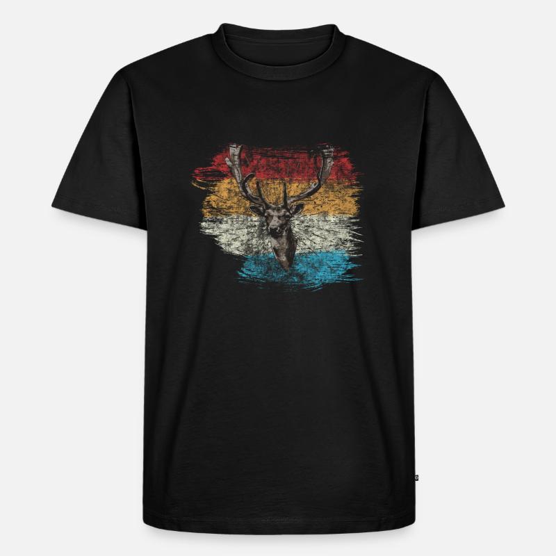 Hirsch - Männer Premium Bio T-Shirt - Schwarz
