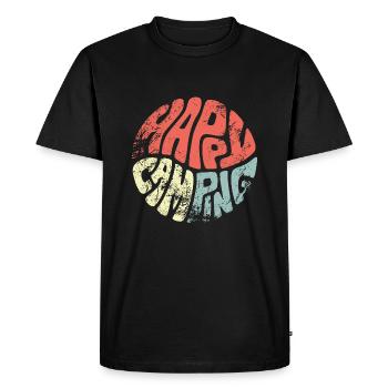 Happy Camping - Groovy Vintage - Campier - Saying - Men's Premium Organic T-Shirt - black - Front - Nico (187cm)