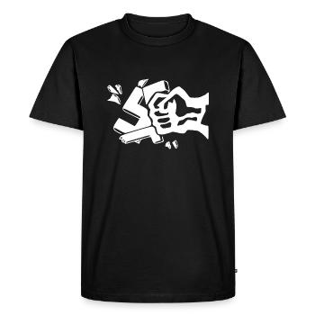 Contre les nazis contre le poing droit - T-shirt Premium bio Homme - noir - Devant - Nico (187cm)