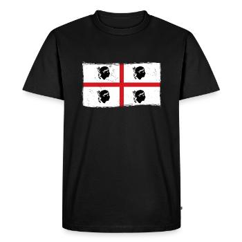 Sardinia Flag Vintage Sardinian Flag Used Look - Men's Premium Organic T-Shirt - black - Front - Nico (187cm)