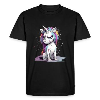 Licorne grincheuse - T-shirt Premium bio Homme - noir - Devant - Nico (187cm)
