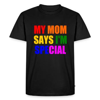 my mom says i'm special - T-shirt Premium bio Homme - noir - Devant - Nico (187cm)
