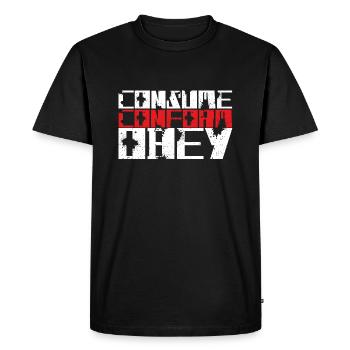 Consume Conform Obey! - Men's Premium Organic T-Shirt - black - Front - Nico (187cm)
