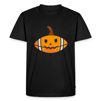 Halloween Football Pumpkin - Men's Premium Organic T-Shirt - black - Front - Nico (187cm)