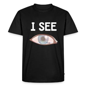 Eye with Sea - I Lake - Men's Premium Organic T-Shirt - black - Front - Nico (187cm)