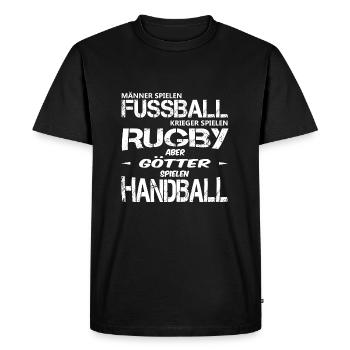 Handball Shirt - Gods play handball - Men's Premium Organic T-Shirt - black - Front - Nico (187cm)