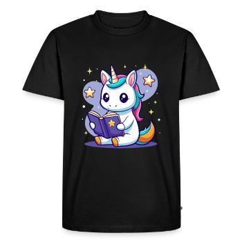 Magic Unicorn Reading - Men's Premium Organic T-Shirt - black - Front - Nico (187cm)
