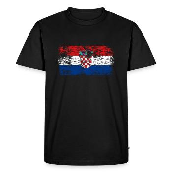 Drapeau de la Croatie Adriatique Zagreb Drapeau croate - T-shirt Premium bio Homme - noir - Devant - Nico (187cm)