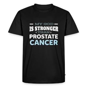 Mon Dieu est plus fort que le cancer de la prostate - T-shirt Premium bio Homme - noir - Devant - Nico (187cm)