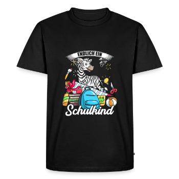 Enfin un écolier inscription cadeau zèbre - T-shirt Premium bio Homme - noir - Devant - Nico (187cm)