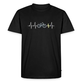 E-Bike Herzschlag - Männer Premium Bio T-Shirt - Schwarz - Vorne - Nico (187cm)