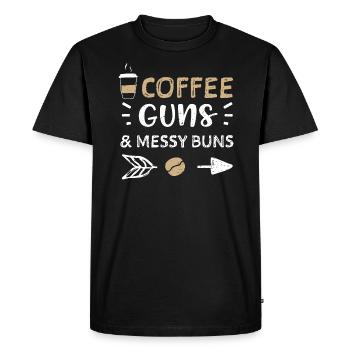 Pistolets à café et petits pains salissants - Café - T-shirt Premium bio Homme - noir - Devant - Nico (187cm)