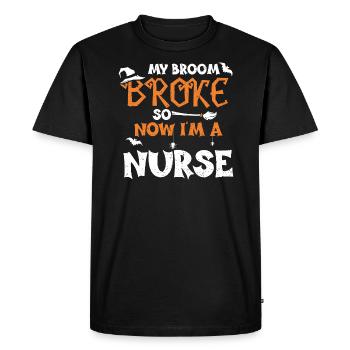 Mon balai s’est cassé, alors maintenant je suis infirmière - T-shirt Premium bio Homme - noir - Devant - Nico (187cm)