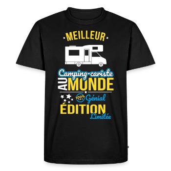 Meilleur Camping-cariste au monde - 100% génial - T-shirt Premium bio Homme - noir - Devant - Nico (187cm)
