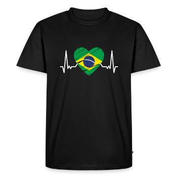Flag of Brazil Flag of South America - Men's Premium Organic T-Shirt - black - Front - Nico (187cm)