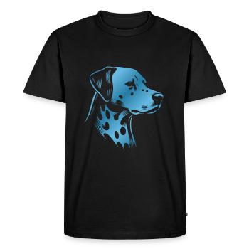 Dalmatien, tête de chien, dessin bleu - T-shirt Premium bio Homme - noir - Devant - Nico (187cm)
