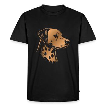 Dalmatien, Tête De Chien, Dessin Bronze - T-shirt Premium bio Homme - noir - Devant - Nico (187cm)