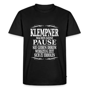 Klempner machen keine Pause - Männer Premium Bio T-Shirt - Schwarz - Vorne - Nico (187cm)