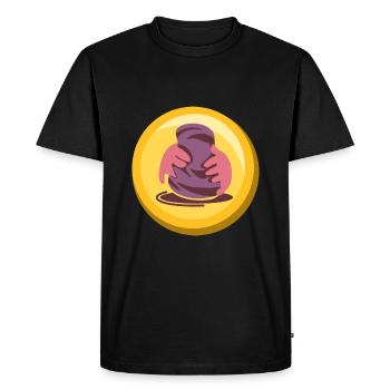 Icône de médaille d’or autocollant de poterie - T-shirt Premium bio Homme - noir - Devant - Nico (187cm)