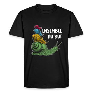 ensemble vers le but quatre escargots et proverbe - T-shirt Premium bio Homme - noir - Devant - Nico (187cm)