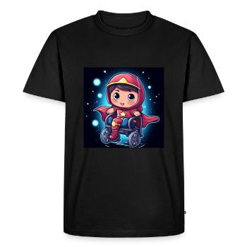 SuperChibiRoll Fillette en Fauteuil Roulant Kawaii - T-shirt Premium bio Homme - noir - Devant - Nico (187cm)