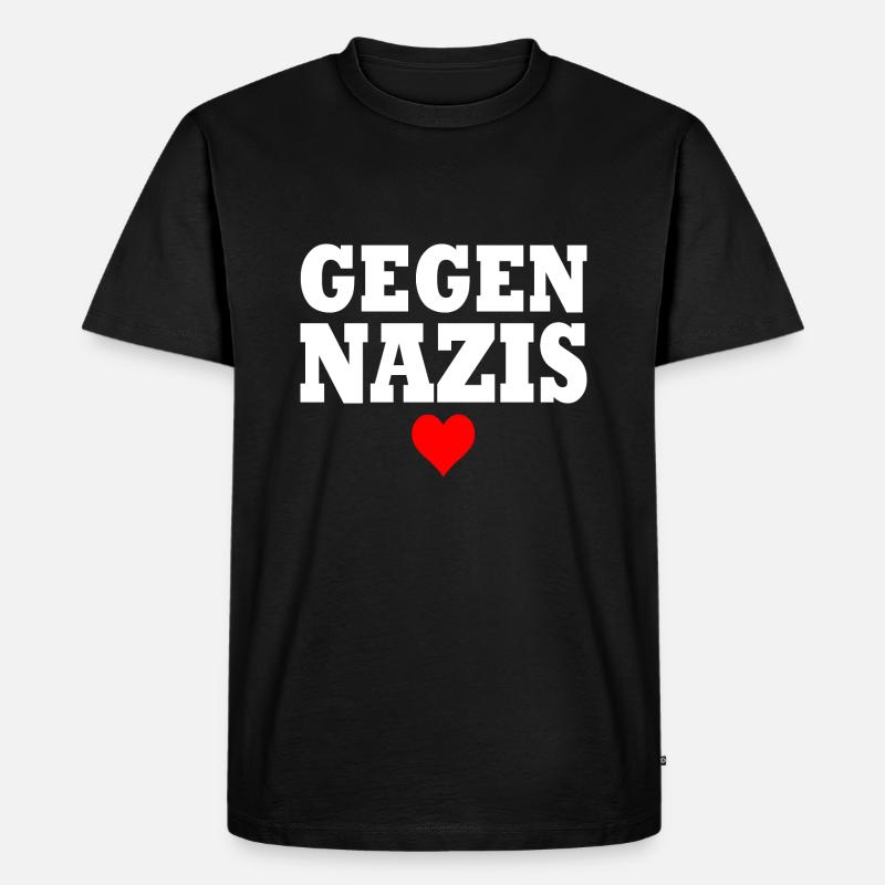 Gegen nazis - Männer Premium Bio T-Shirt - Schwarz