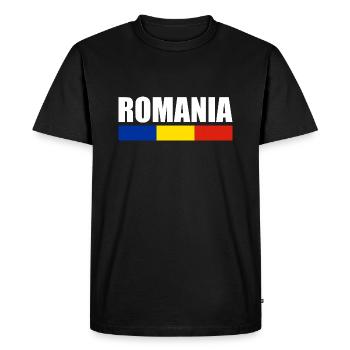 Romania Flag Romanian Romania Romania - Men's Premium Organic T-Shirt - black - Front - Nico (187cm)
