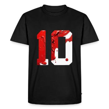 NON. 10 NUMÉRO 10 ROUGE BLANC 10E ANNIVERSAIRE - T-shirt Premium bio Homme - noir - Devant - Nico (187cm)