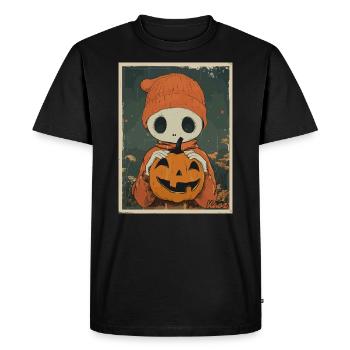 Cute skeleton with pumpkin – Halloween look - Men's Premium Organic T-Shirt - black - Front - Nico (187cm)