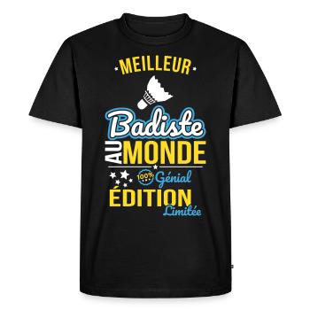 Meilleur Badiste au monde - 100% génial - T-shirt Premium bio Homme - noir - Devant - Nico (187cm)