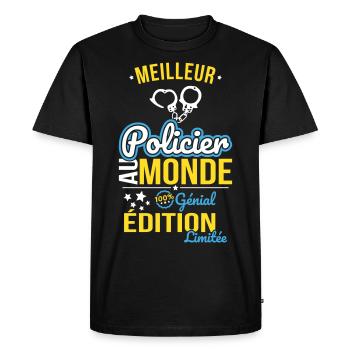Best Policeman in the World - 100% Awesome - Men's Premium Organic T-Shirt - black - Front - Nico (187cm)