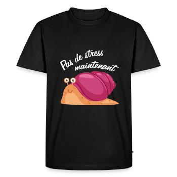 Pas de stress, un escargot qui dort. - T-shirt Premium bio Homme - noir - Devant - Nico (187cm)
