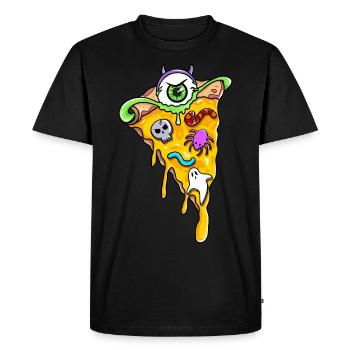 Creepy Horror Pizza Slices Skull Spider - Men's Premium Organic T-Shirt - black - Front - Nico (187cm)